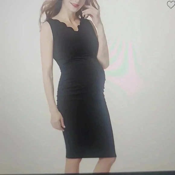 KIMI+KAI MATERNITY SCALLOPED V-NECK MIDI DRESS SIZE S - Picture 2 of 6